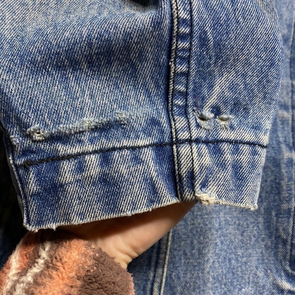 Vintage Gloria Long Denim Lab Jean Jacket Size Medium 80s - Picture 11 of 15